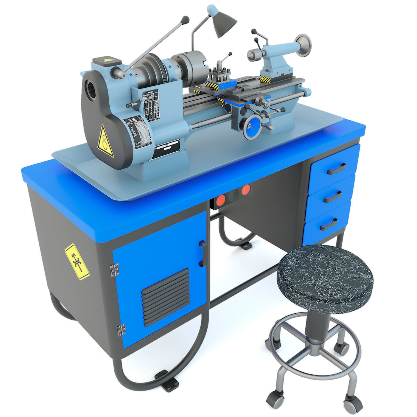MN-80A Industrial desktop lathe machine tool 3D model_3