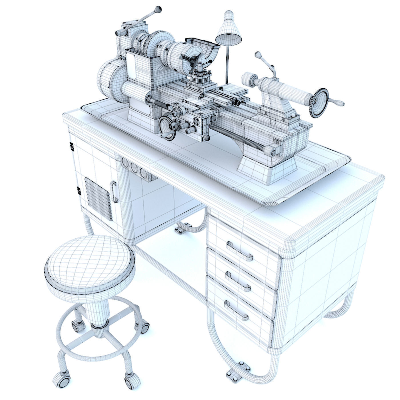 MN-80A Industrial desktop lathe machine tool 3D model_12