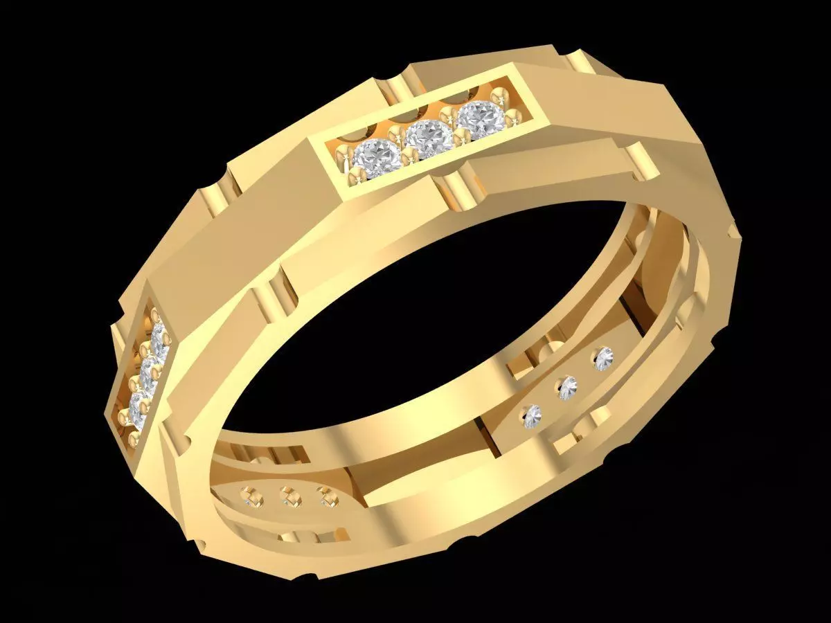 Luxury Geometric Diamond Men Ring 3283 3D print model