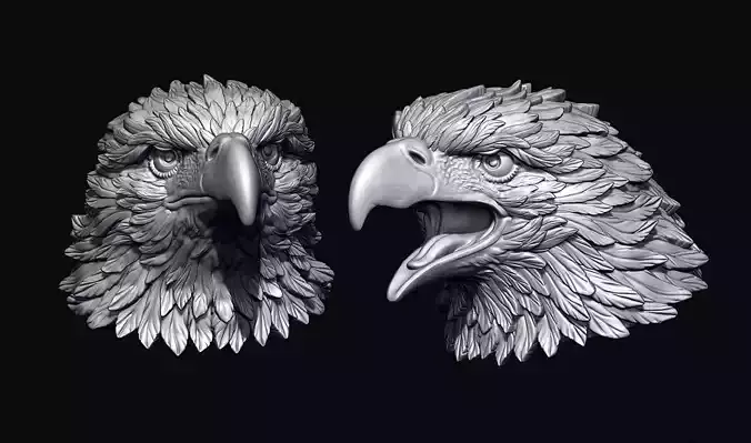 Detailed Eagle Heads 3D print model