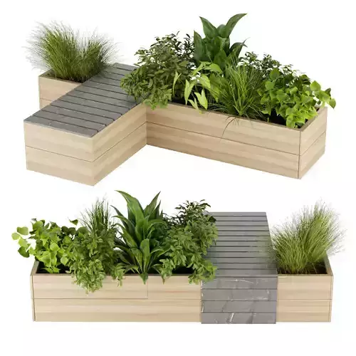 Collection plant vol 350 - bench - leaf - grass - pothos 3D model