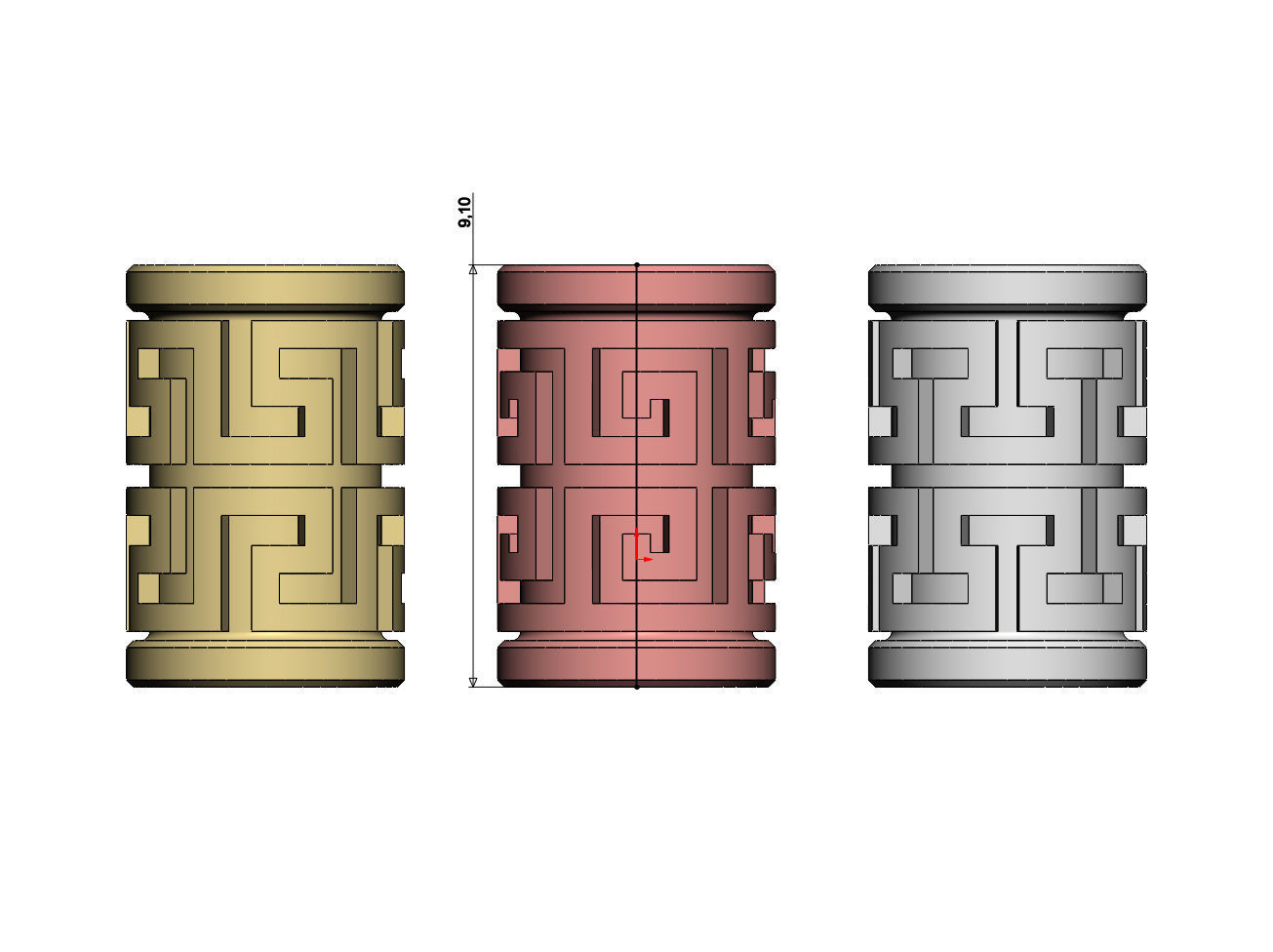 Double row Greek key Tube Beads and Charms 3D print model_4