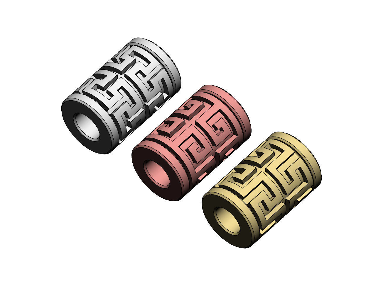 Double row Greek key Tube Beads and Charms 3D print model_1