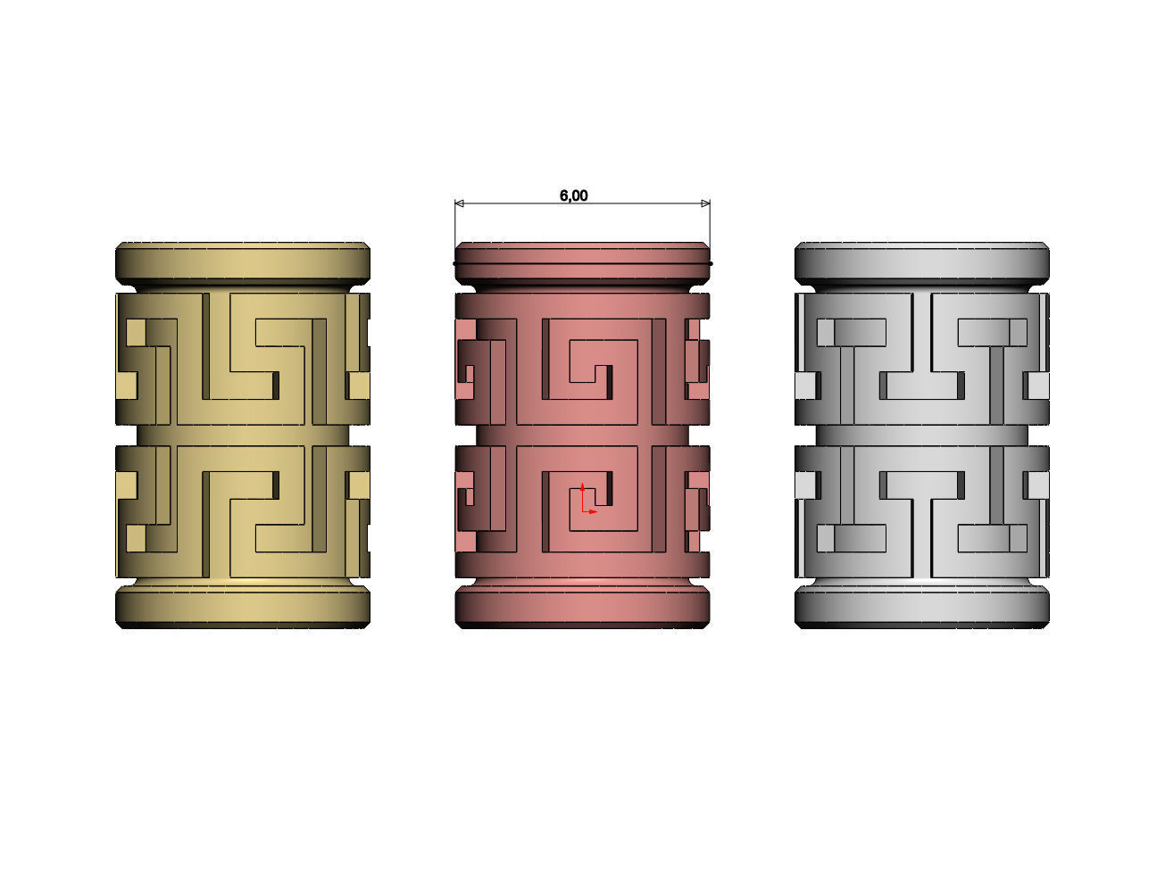 Double row Greek key Tube Beads and Charms 3D print model_5