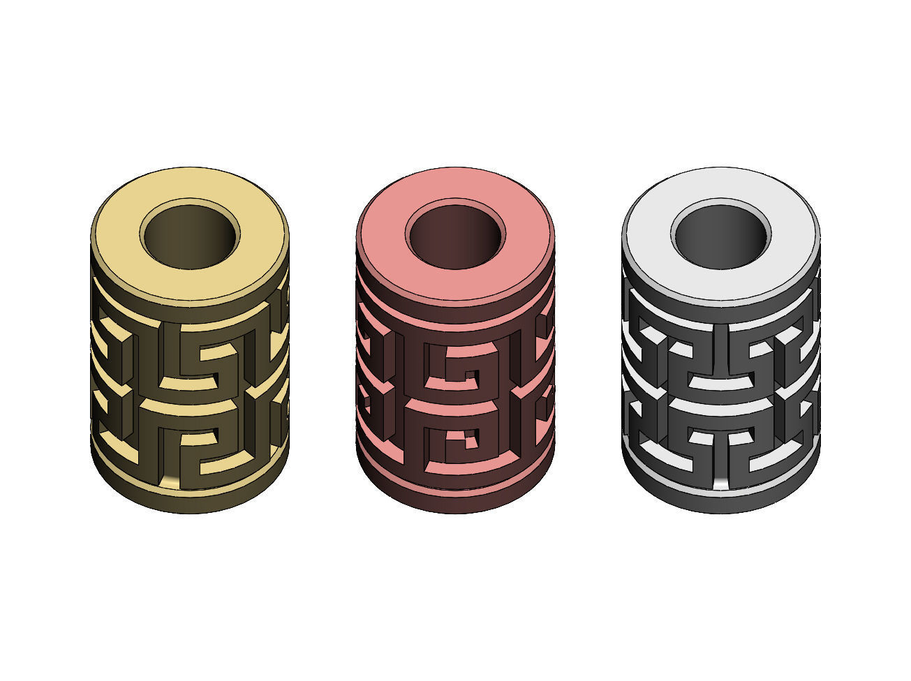 Double row Greek key Tube Beads and Charms 3D print model_6