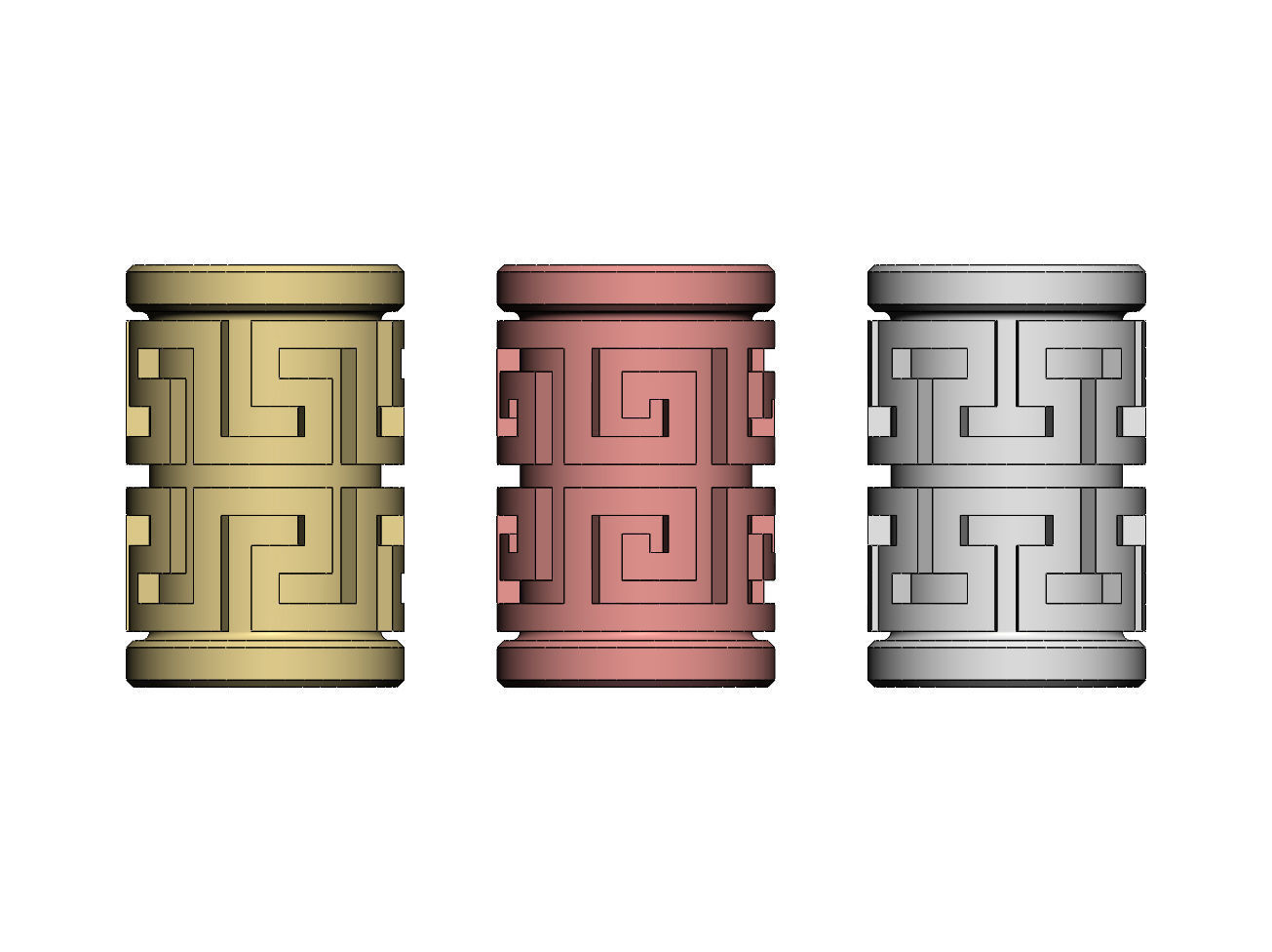 Double row Greek key Tube Beads and Charms 3D print model_2