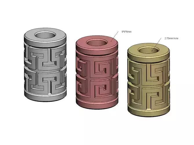 Double row Greek key Tube Beads and Charms