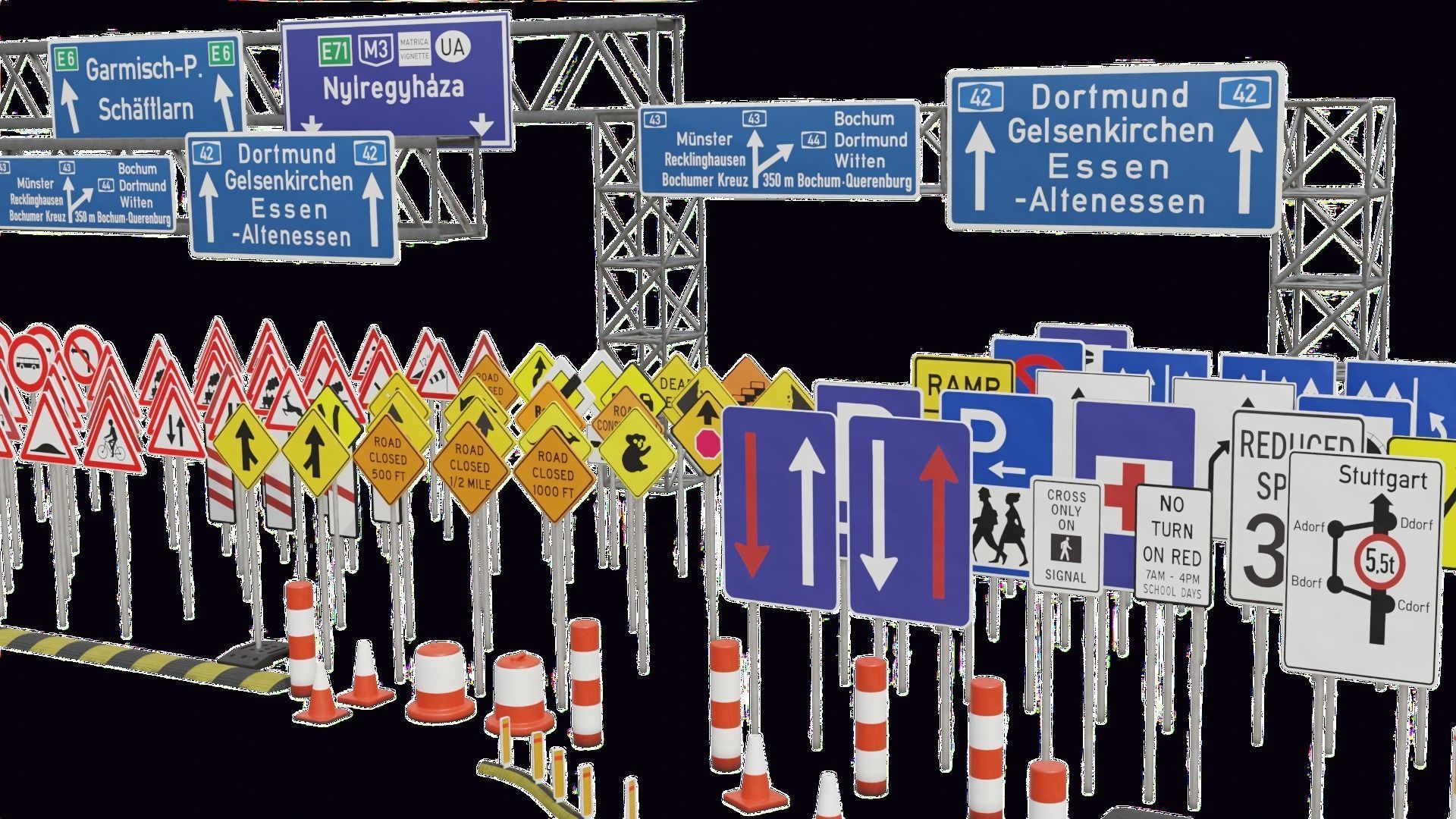 Road sing models and road side equipments 3D model_3