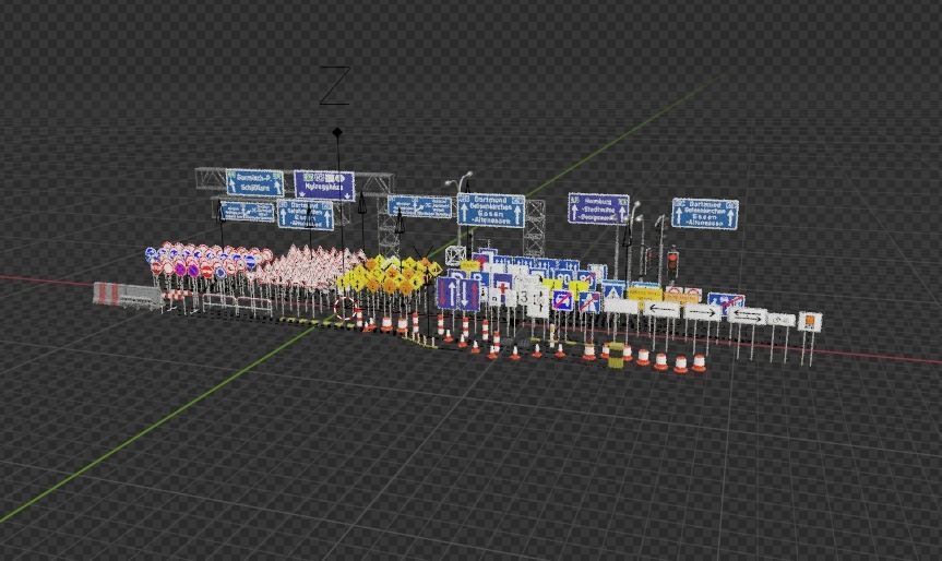 Road sing models and road side equipments 3D model_1