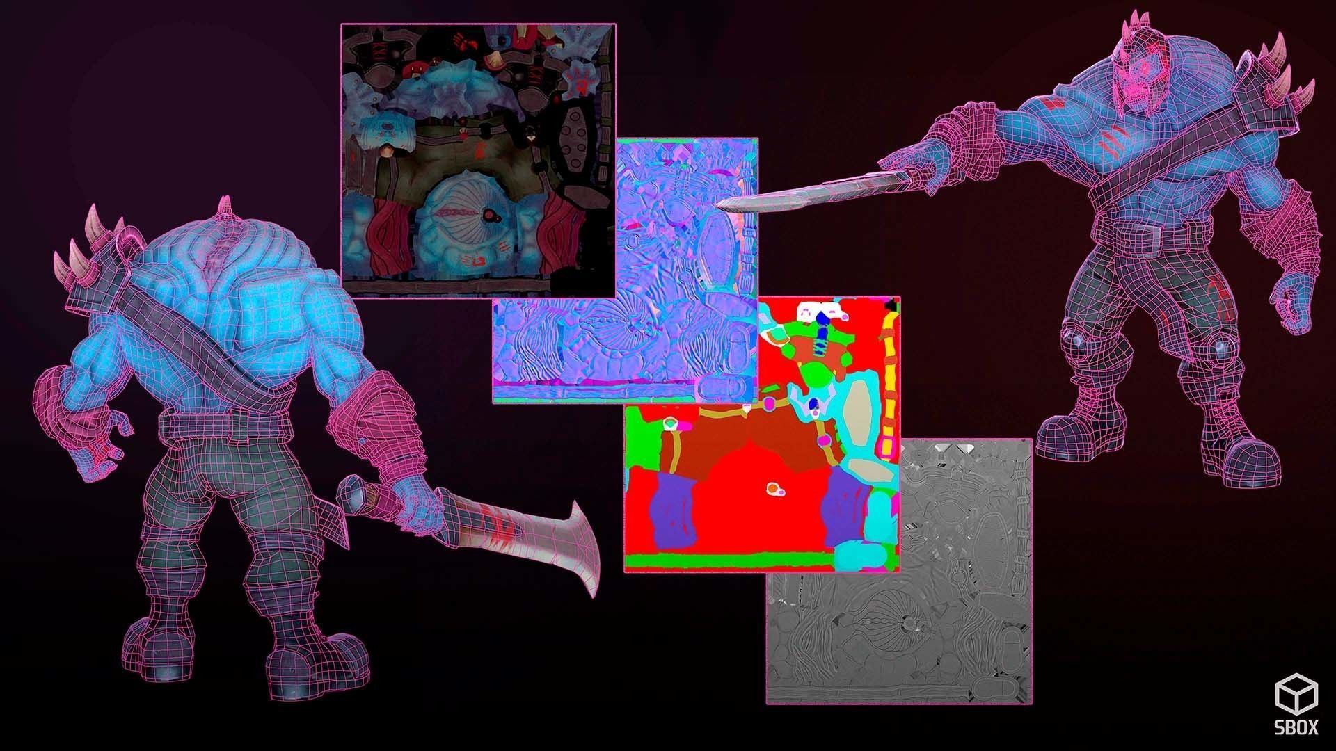 FantasyOrc1 character is holding sword Low-poly 3D model_7