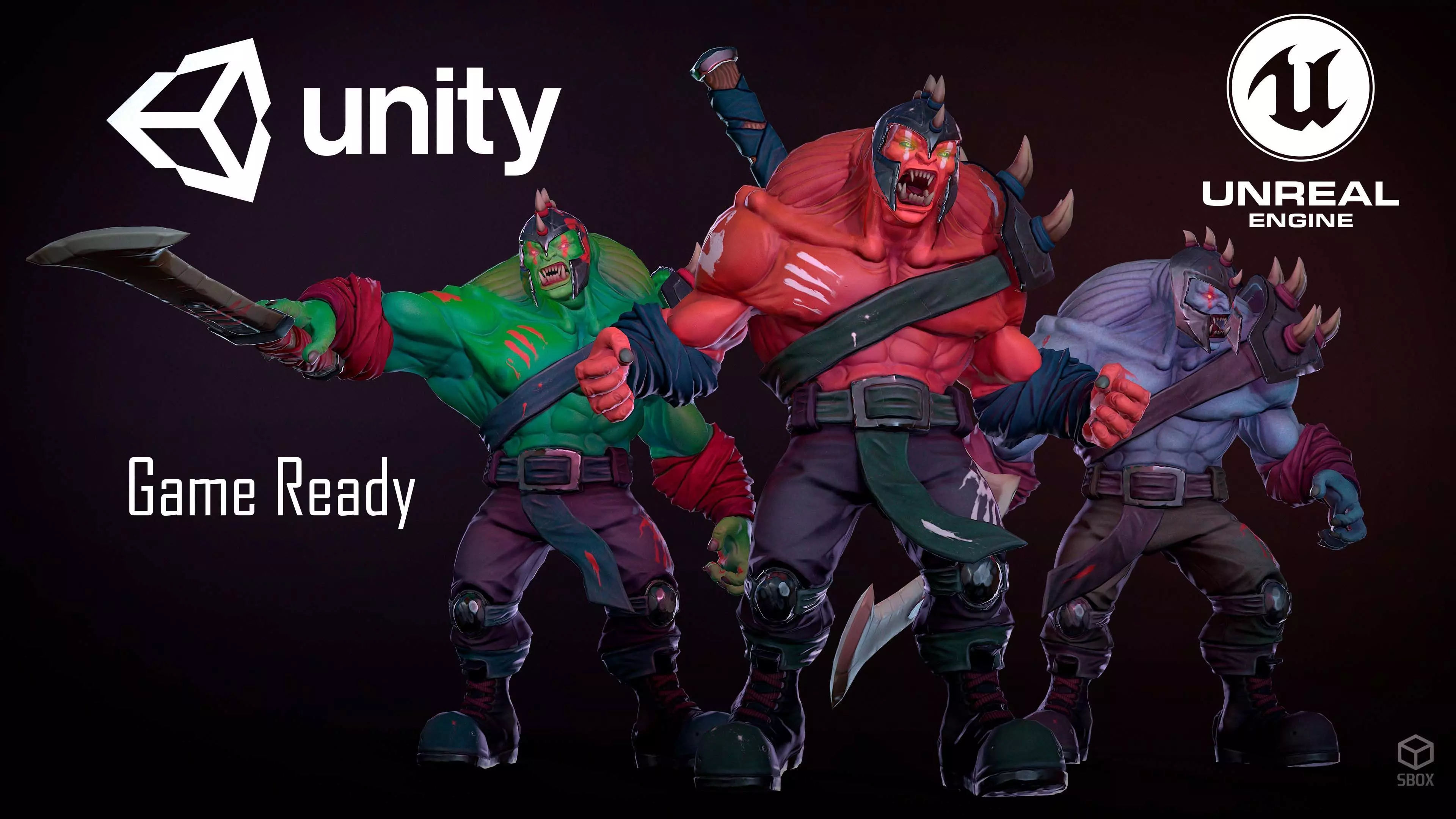 FantasyOrc1 character is holding sword Low-poly 3D model_0