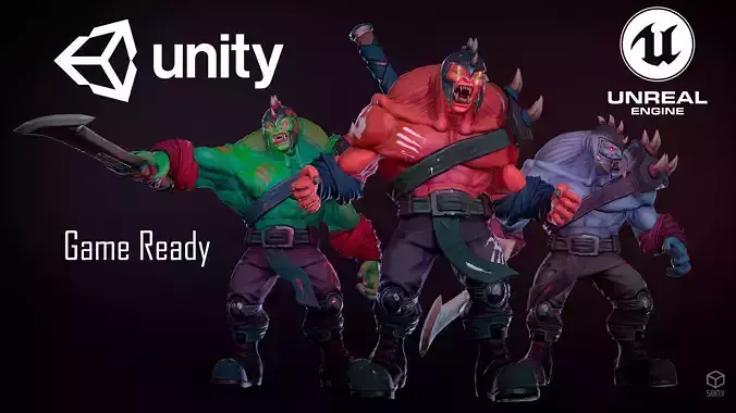 FantasyOrc1 character is holding sword