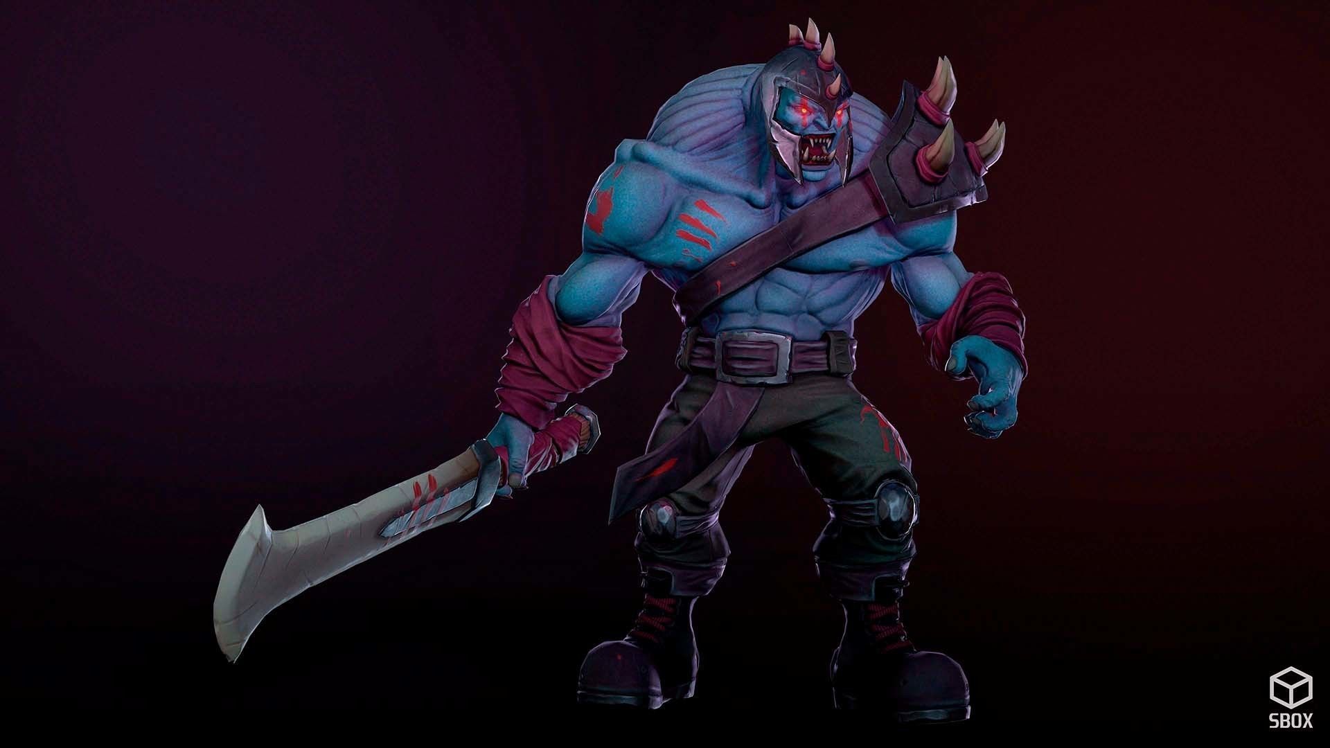 FantasyOrc1 character is holding sword Low-poly 3D model_5