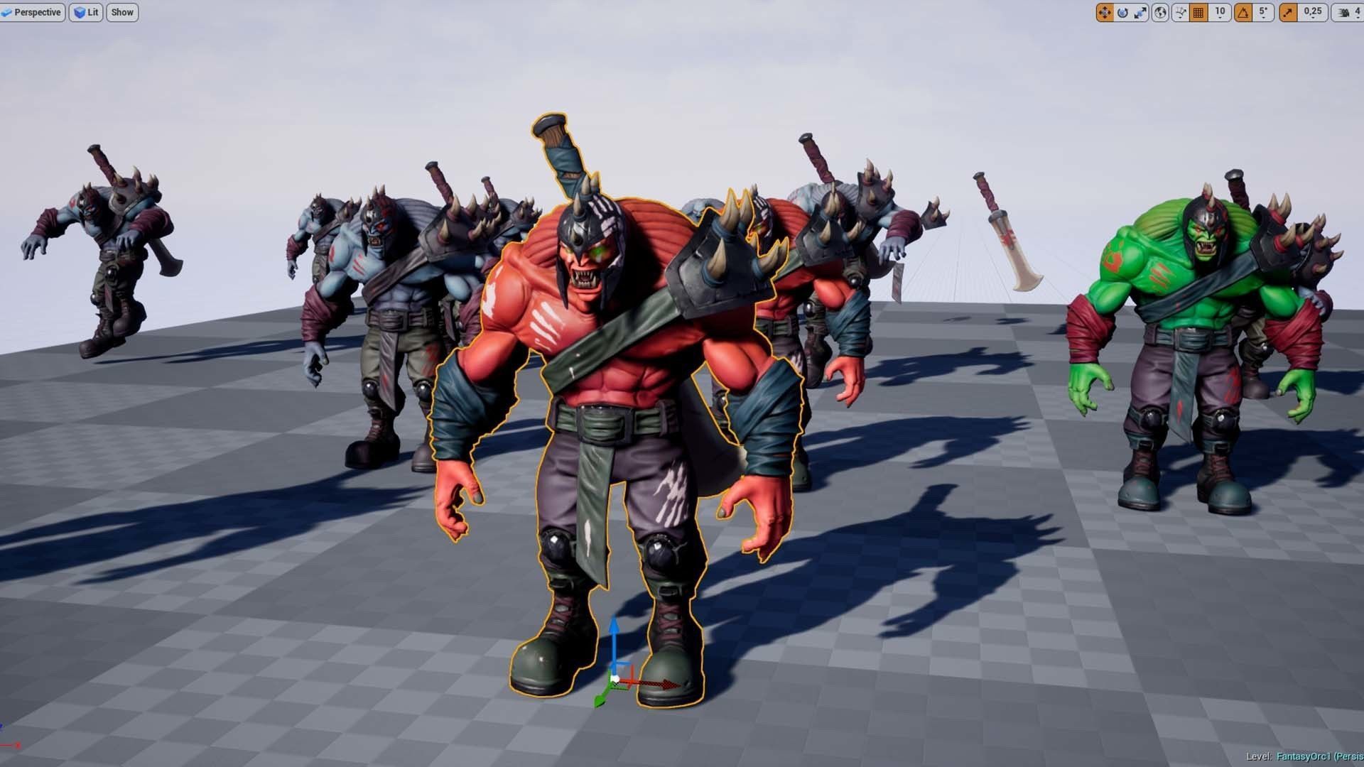 FantasyOrc1 character is holding sword Low-poly 3D model_11