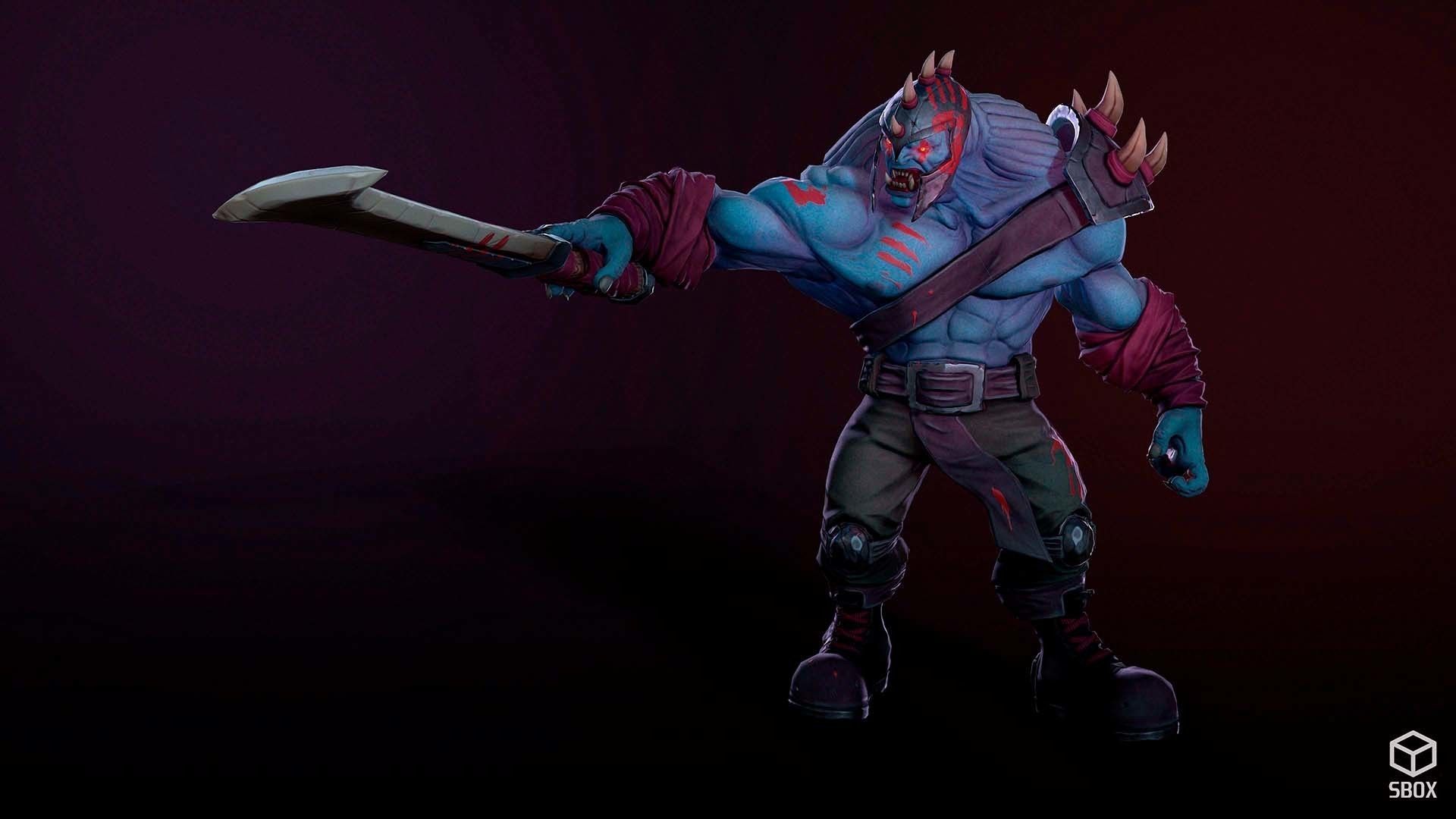 FantasyOrc1 character is holding sword Low-poly 3D model_4