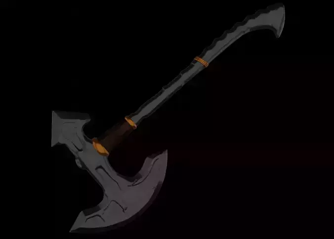 low poly  damaged axe with textures and UV