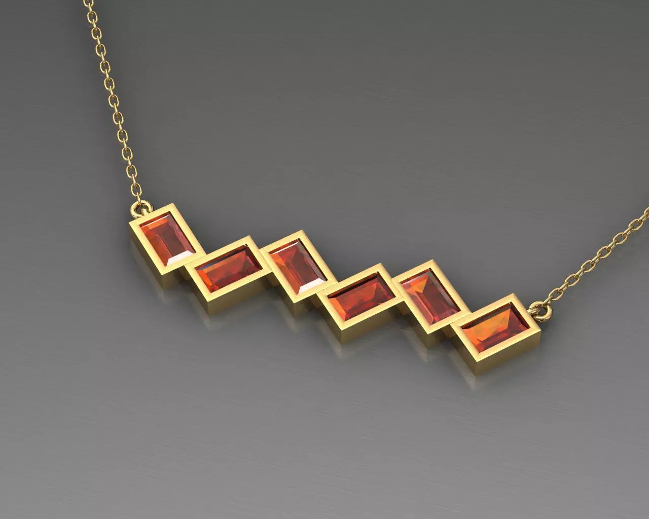 Griffin10 garnet bar necklace Free 3D model_0