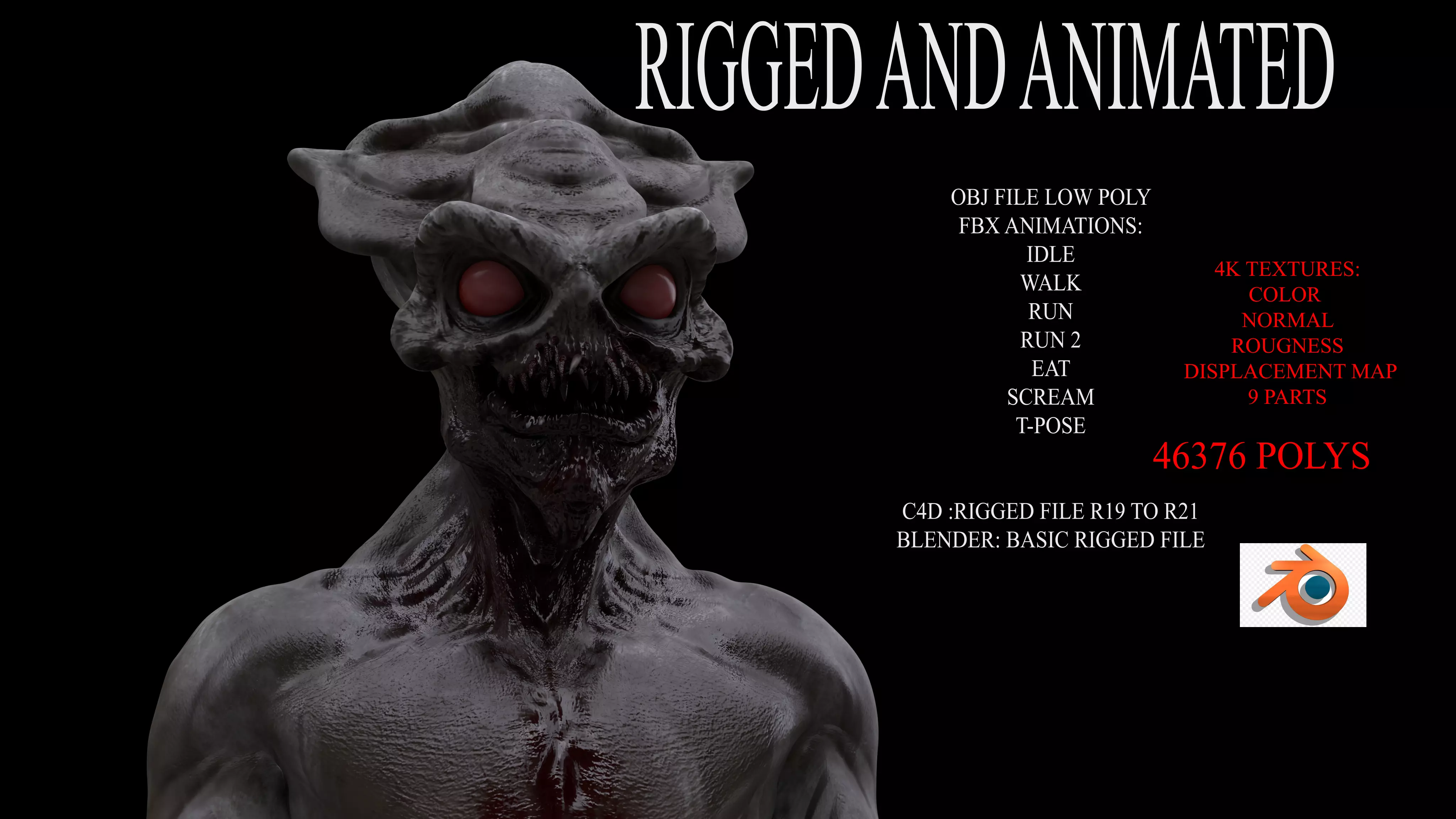 ALIEN CREATURE Low-poly 3D model_0