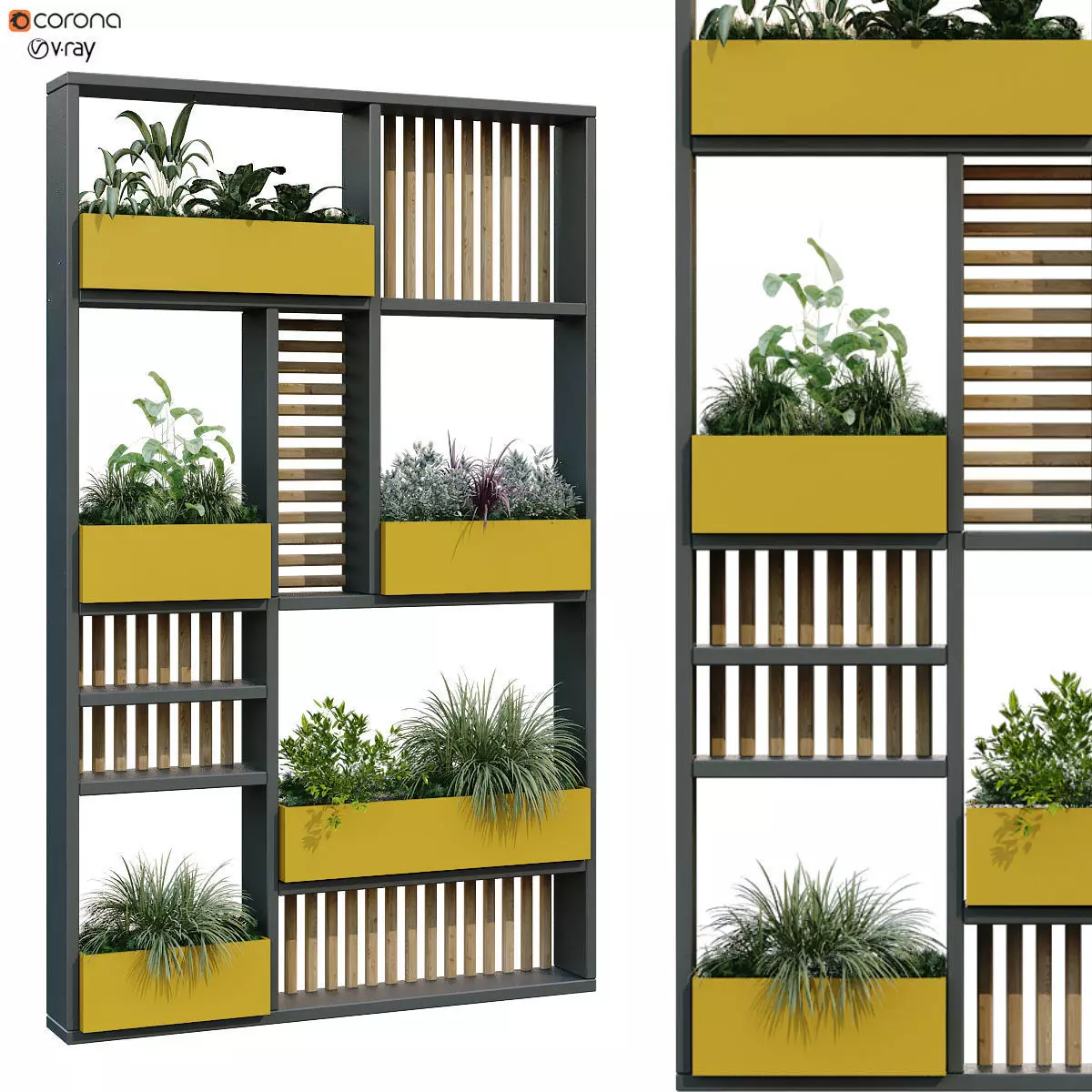 vertical plant in box set 238 3D model_0