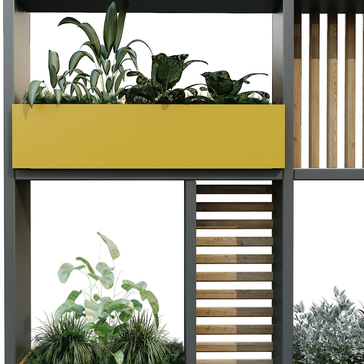 vertical plant in box set 238 3D model_3