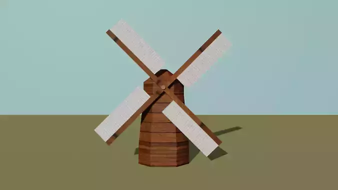 I Mill I wooden windmill Low-poly 3D model