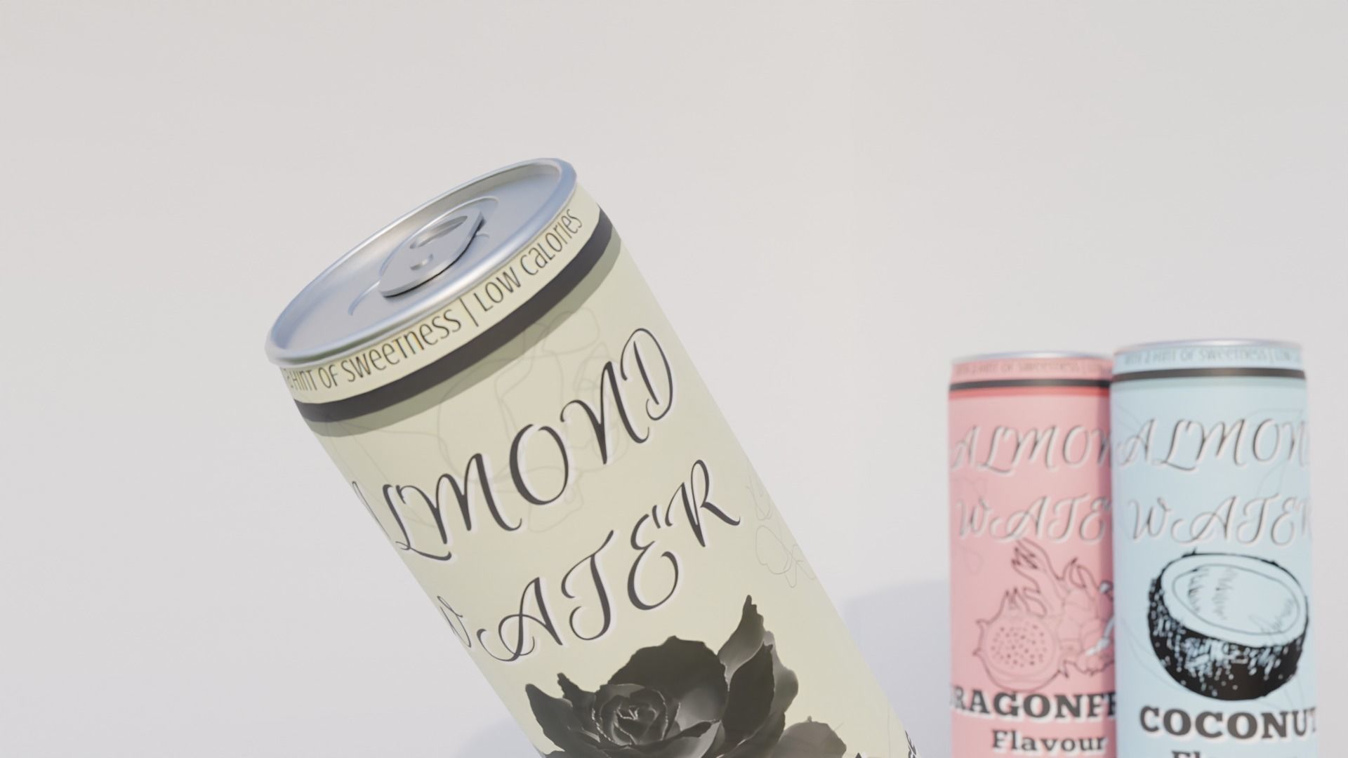 Almond Water - 3 cans with custom textures Free low-poly 3D model_1