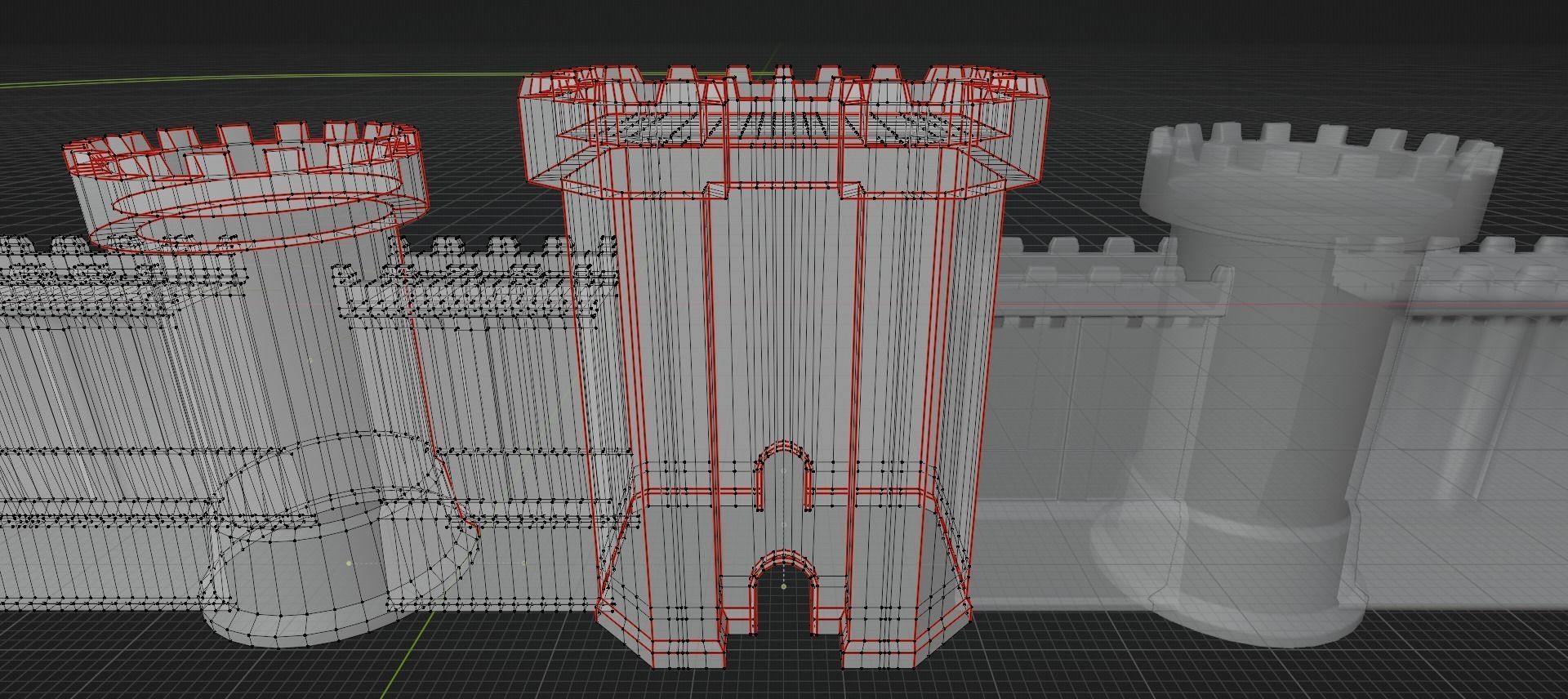 Castle Outer skirts Walls Customizable 3D model_9