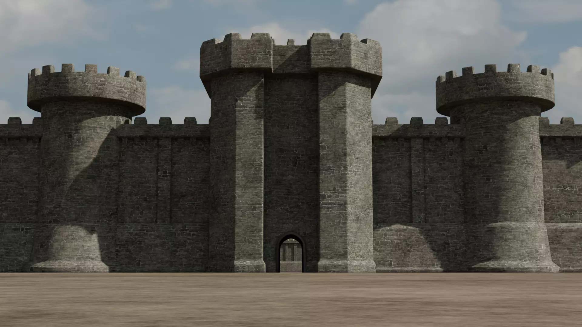 Castle Outer skirts Walls Customizable 3D model_0