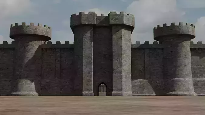 Castle Outer skirts Walls Customizable  3D model