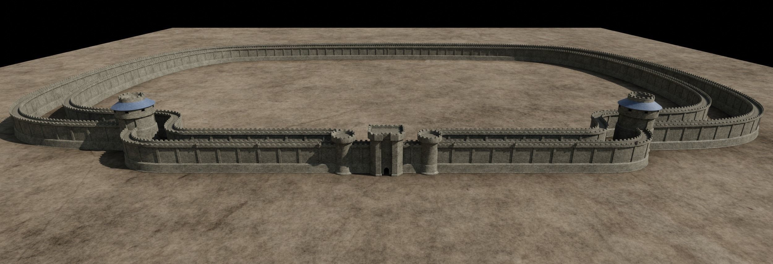 Castle Outer skirts Walls Customizable 3D model_1