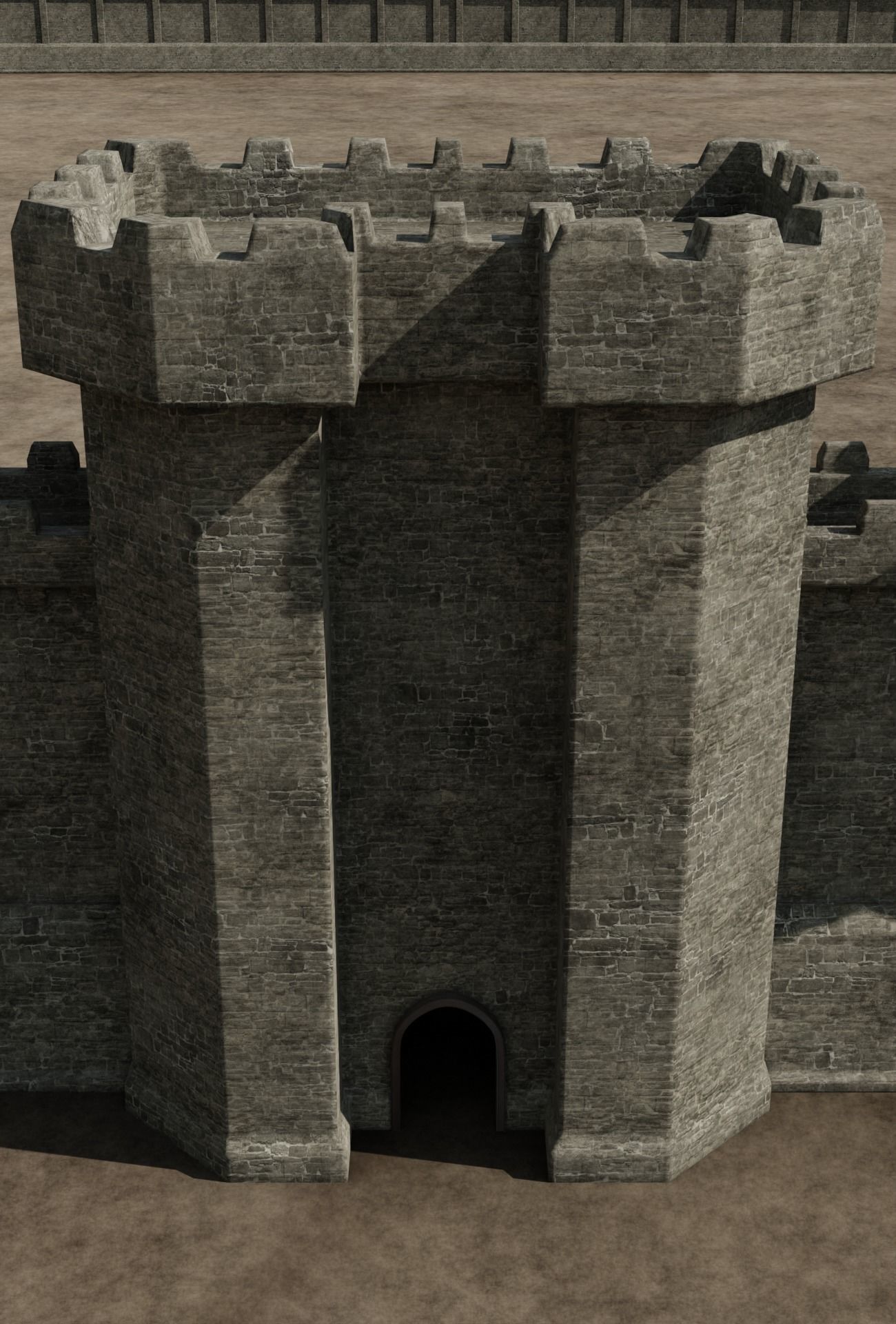 Castle Outer skirts Walls Customizable 3D model_5