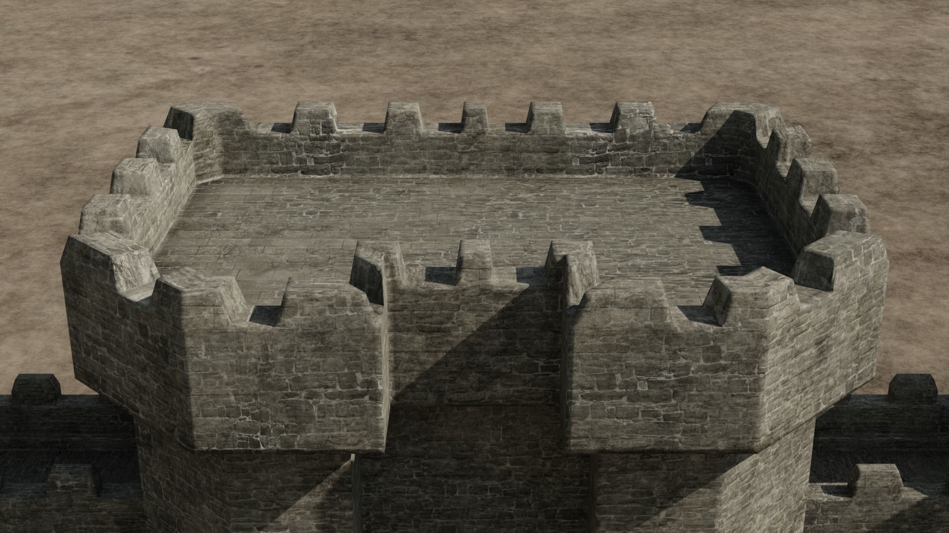 Castle Outer skirts Walls Customizable 3D model_6