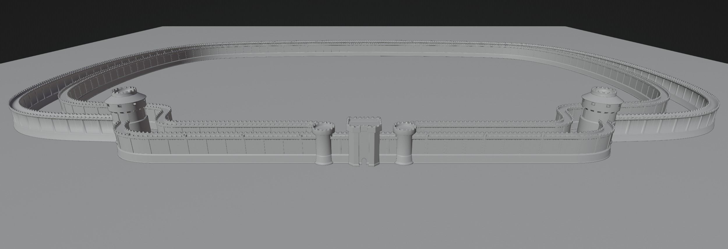 Castle Outer skirts Walls Customizable 3D model_25