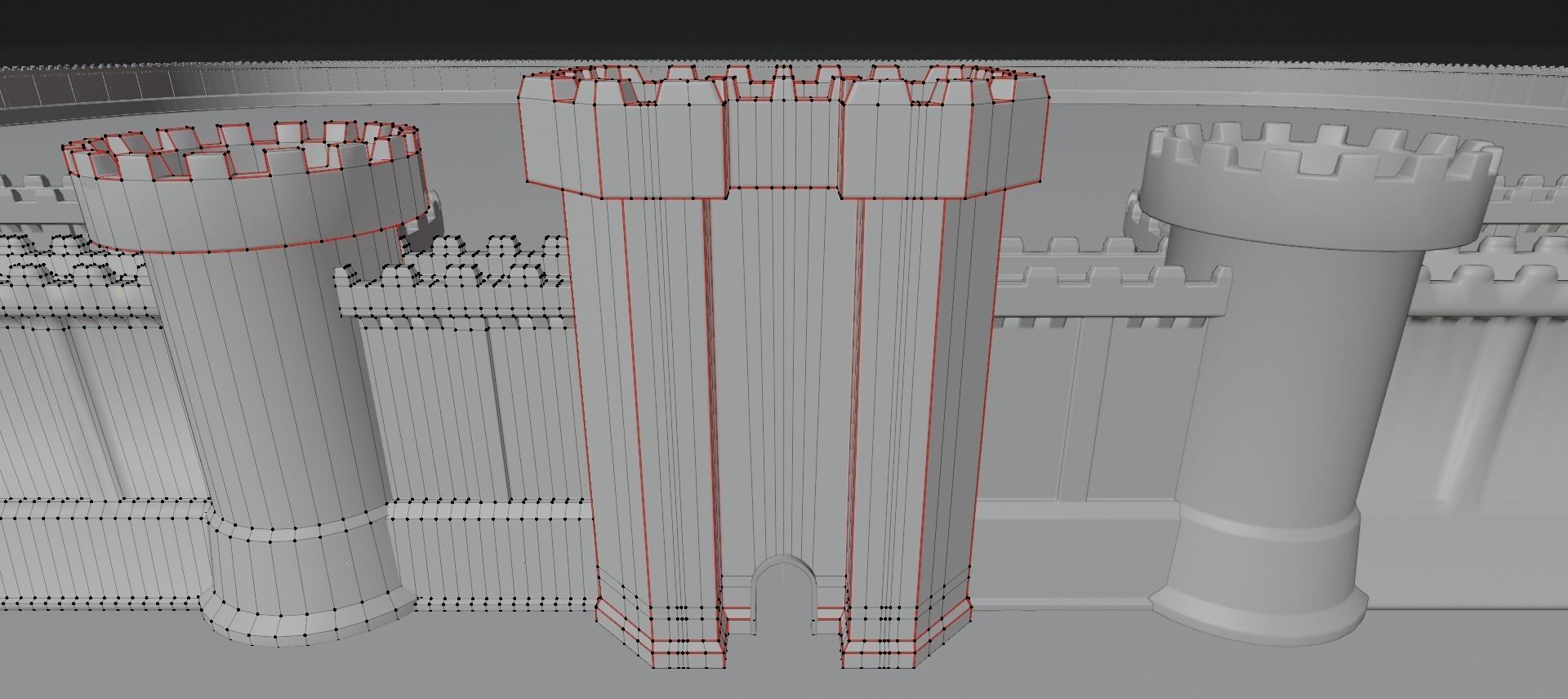 Castle Outer skirts Walls Customizable 3D model_11