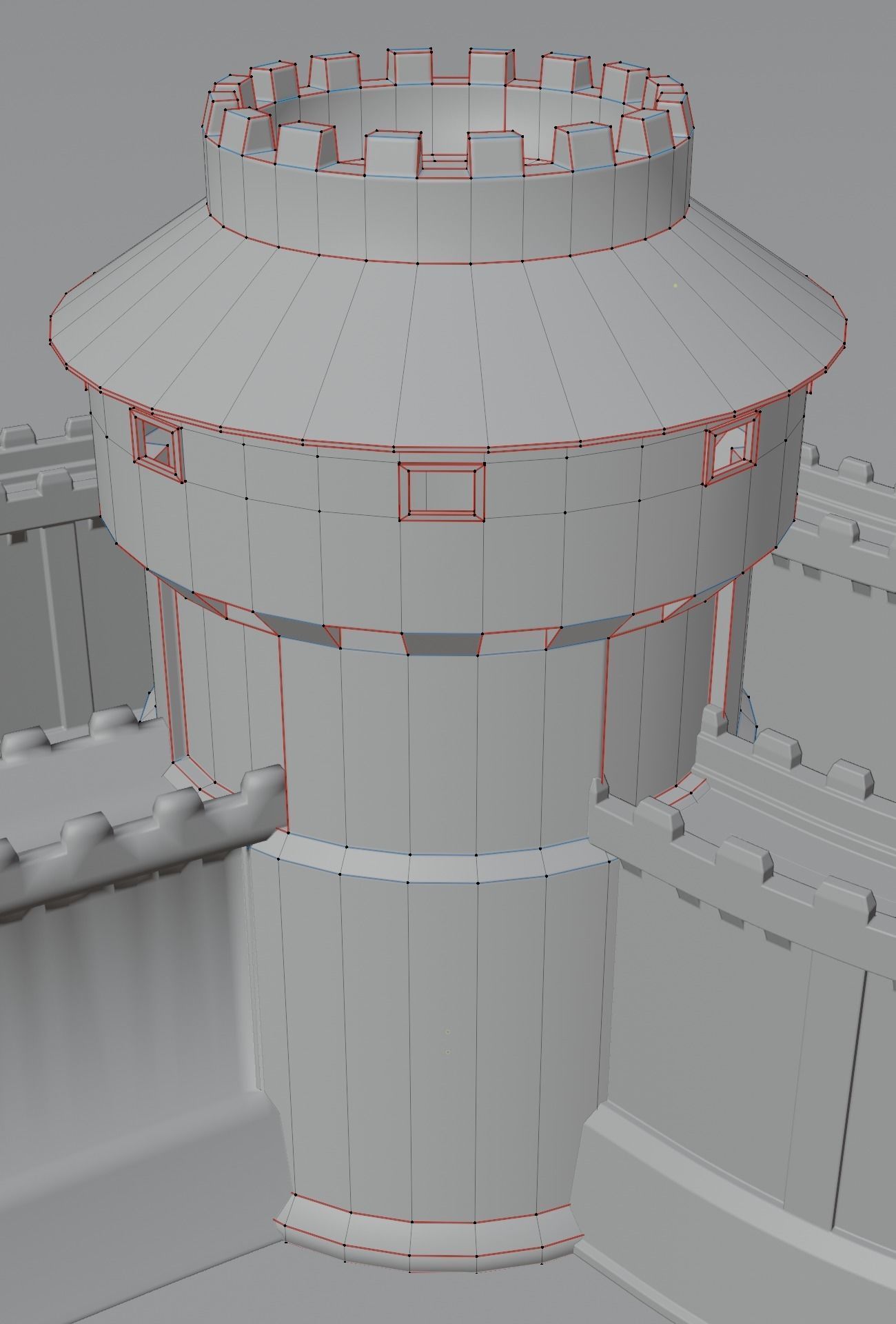 Castle Outer skirts Walls Customizable 3D model_10