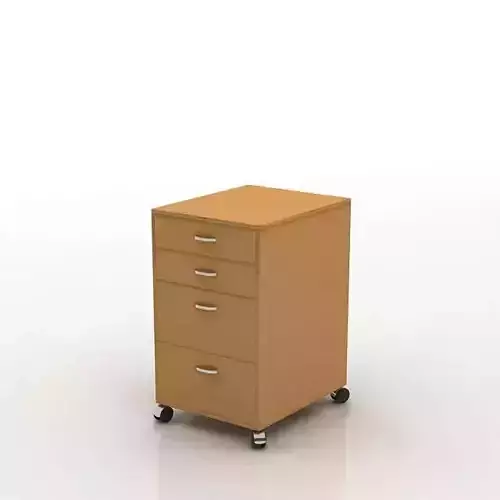 Wooden Filing Cabinet 3D model