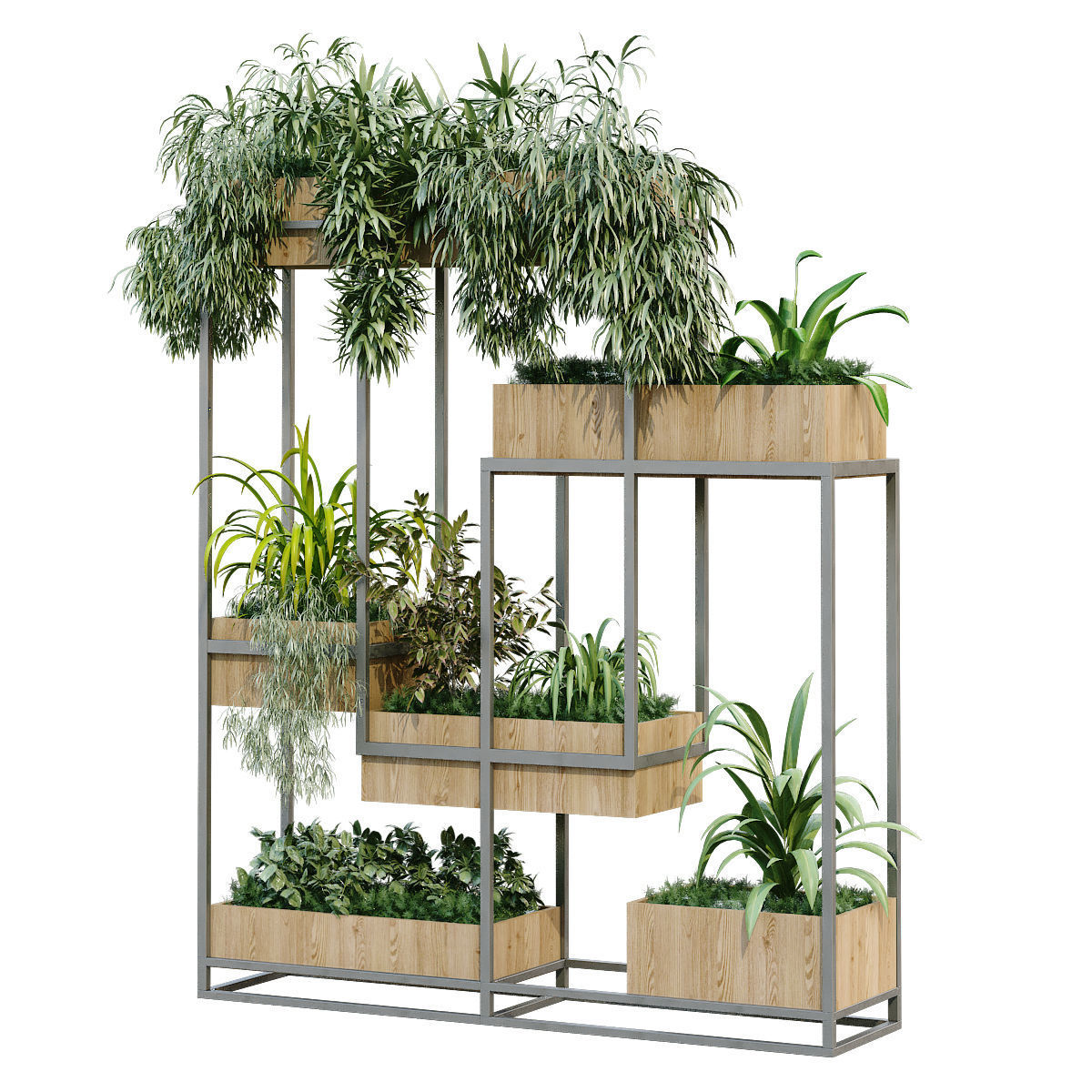 vertical plant in box set 239 3D model_2
