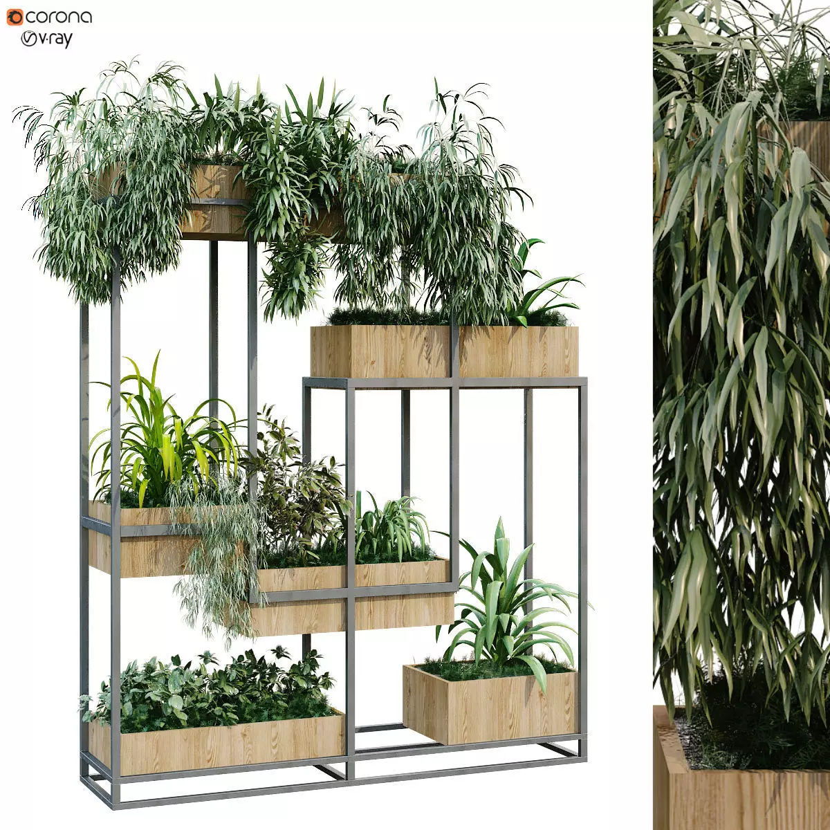 vertical plant in box set 239 3D model_0