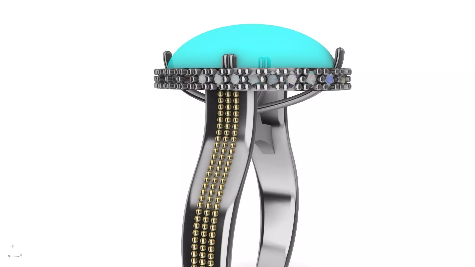 oval milgrain cabochon ring stl verified 3D print model
