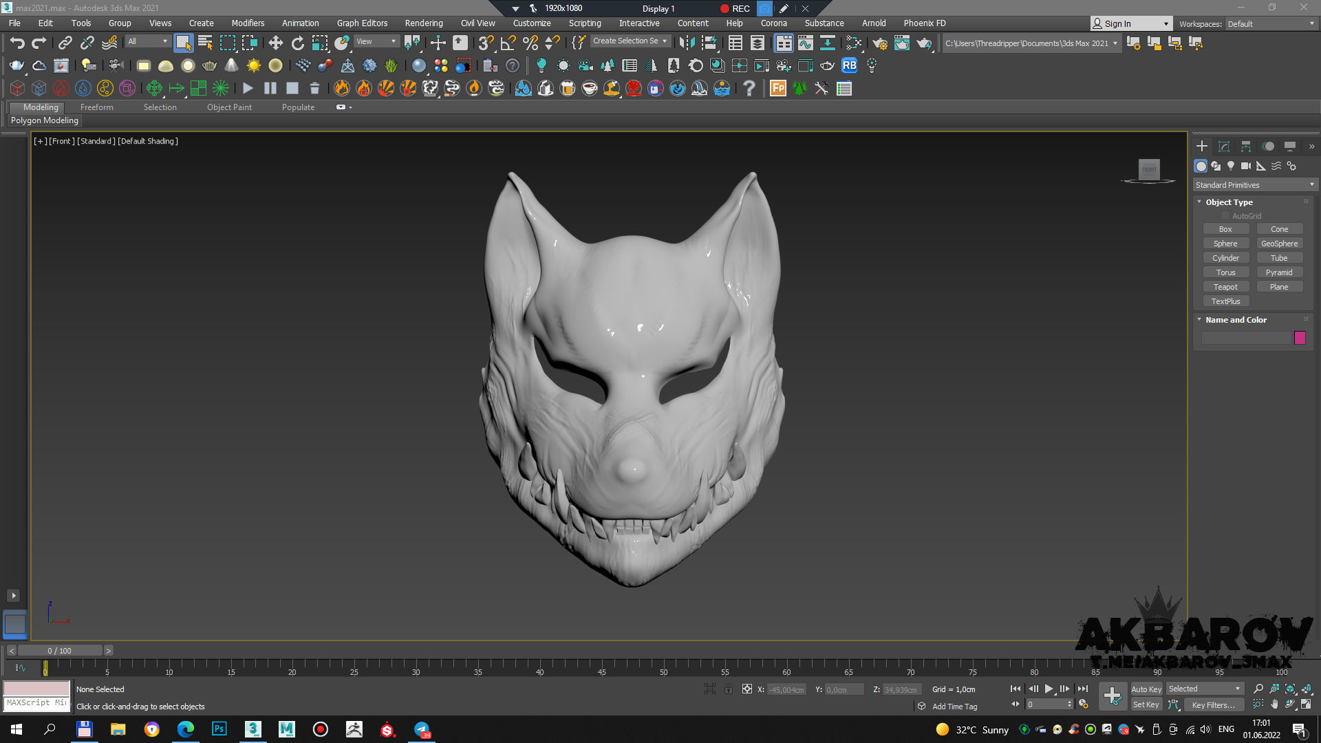 wolf red mask 3D model_7