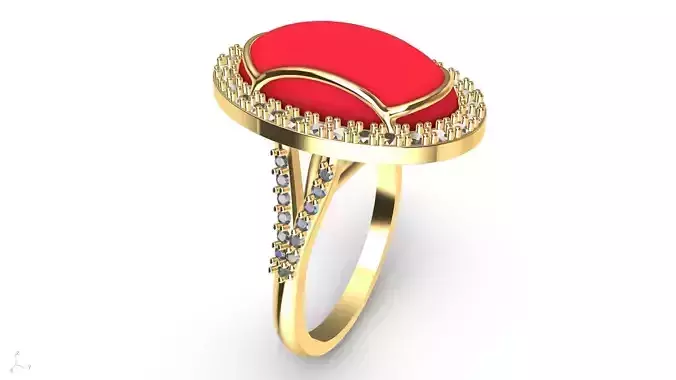 diamond oval cabochon ring stl verified 