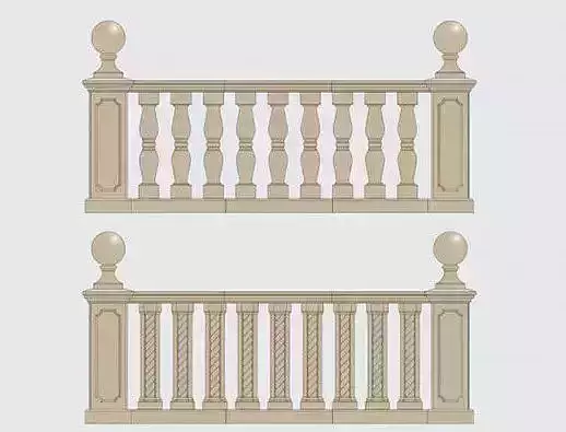 object set of wooden railings