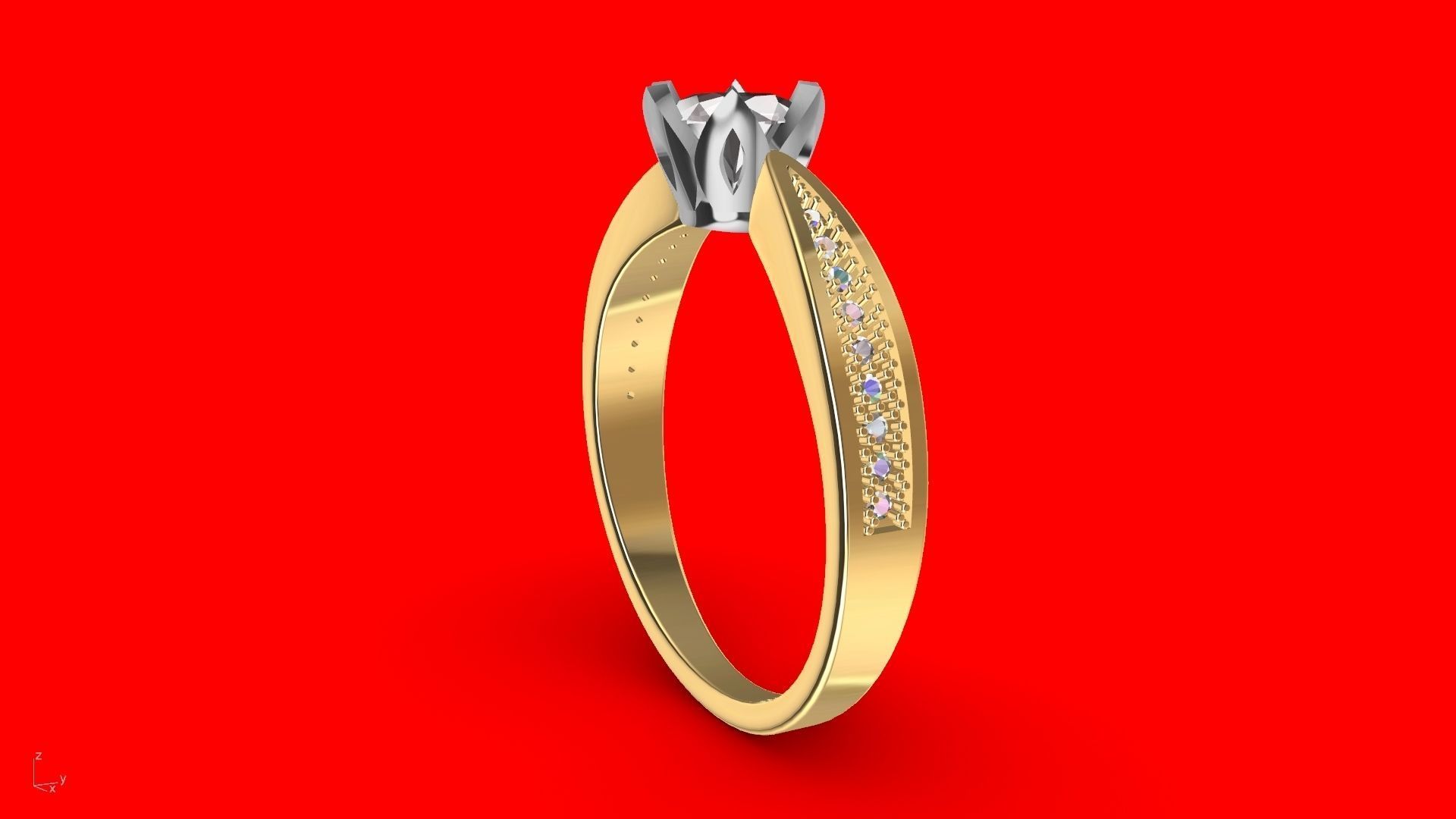 DAIMOND SHANK SOLITAIRE RING stl verified  3D print model_24