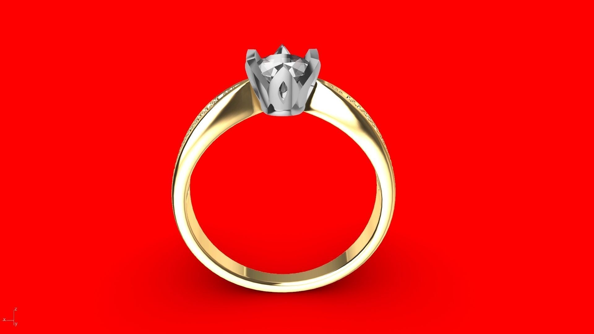 DAIMOND SHANK SOLITAIRE RING stl verified  3D print model_19