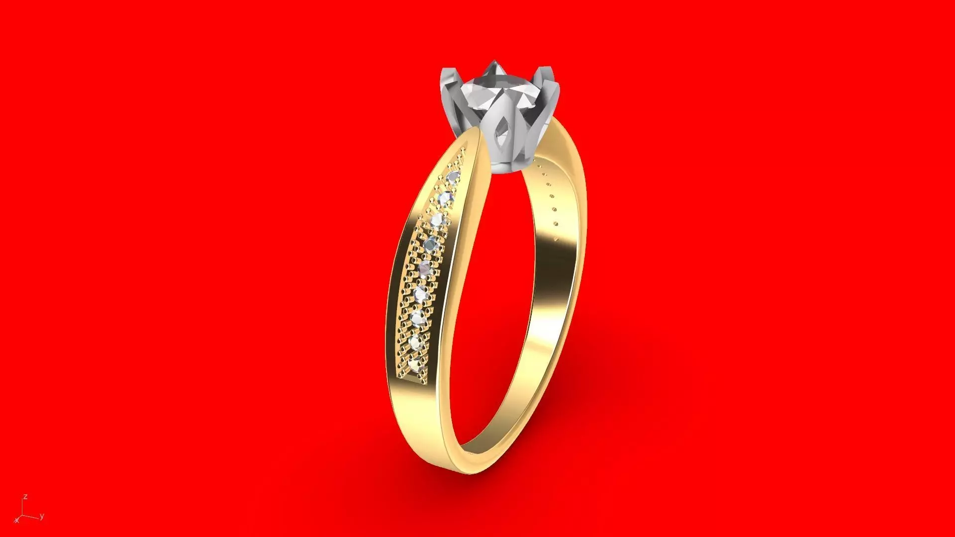DAIMOND SHANK SOLITAIRE RING stl verified  3D print model_0