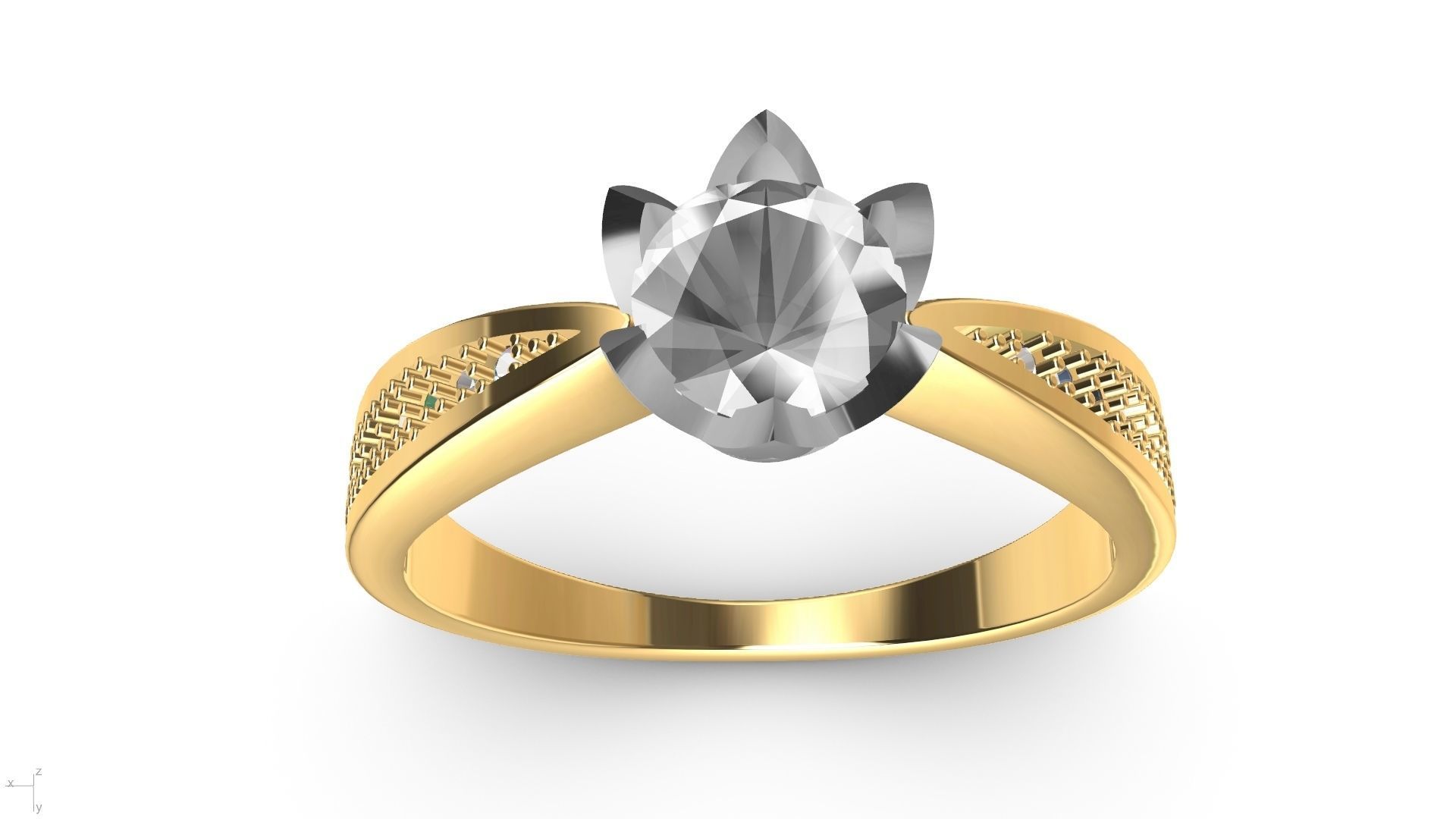 DAIMOND SHANK SOLITAIRE RING stl verified  3D print model_16