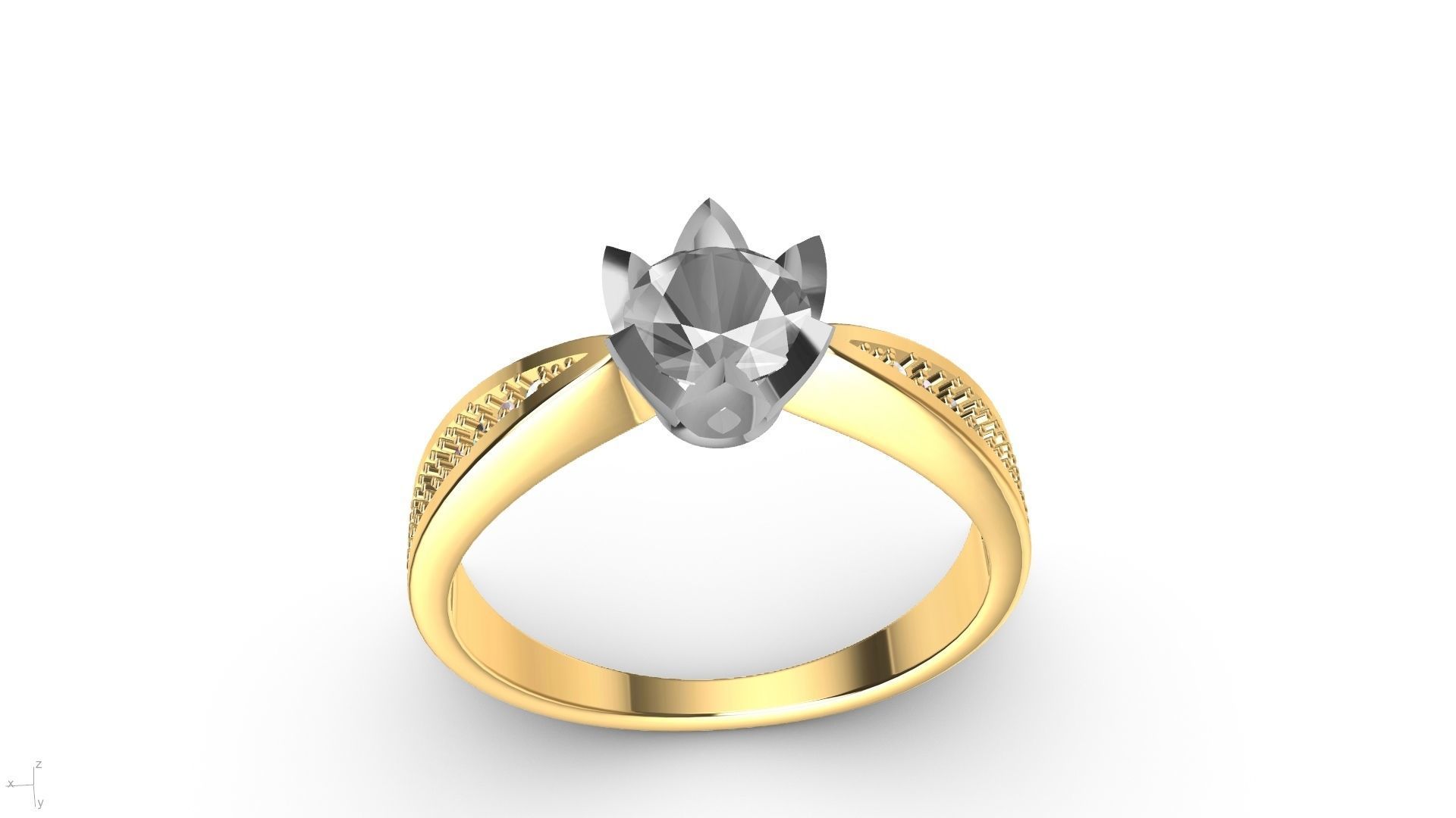 DAIMOND SHANK SOLITAIRE RING stl verified  3D print model_8