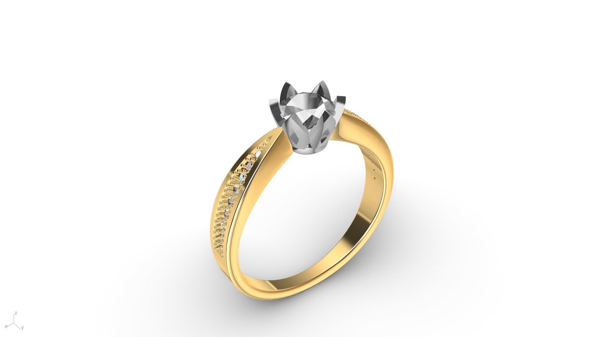 DAIMOND SHANK SOLITAIRE RING stl verified  3D print model_9