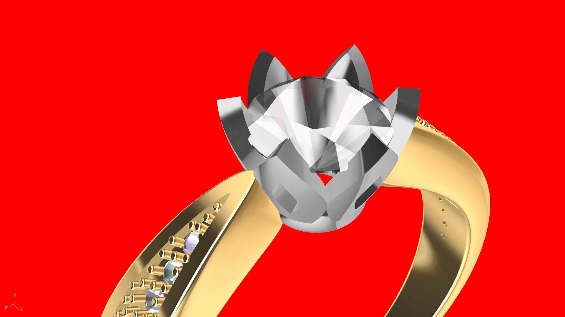 DAIMOND SHANK SOLITAIRE RING stl verified  3D print model_21