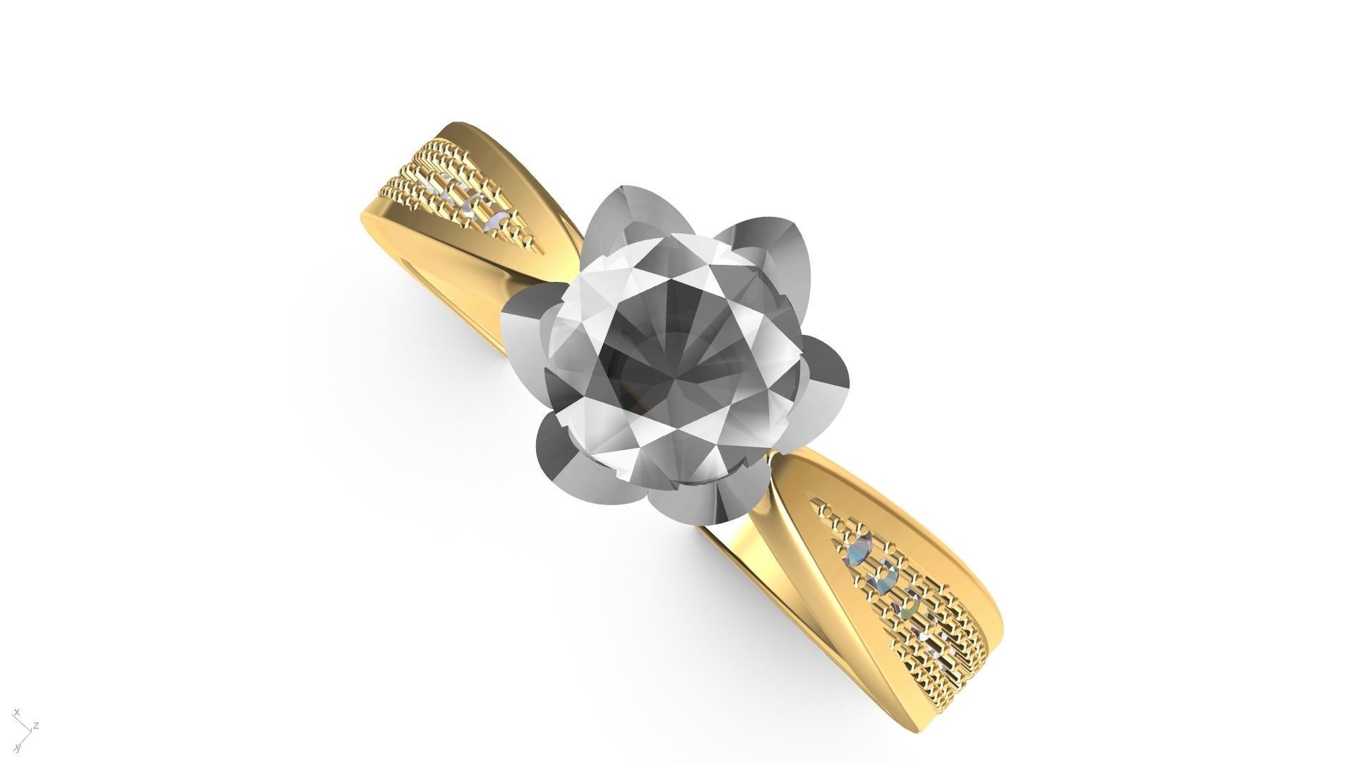 DAIMOND SHANK SOLITAIRE RING stl verified  3D print model_15